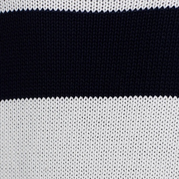 AQUA Drop Shoulder Cotton Striped Sweater – White/Black, Small - Picture 6 of 8